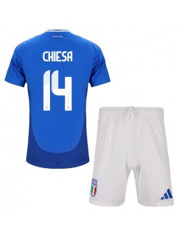 Italien Federico Chiesa #14 Replika Hemmakläder Barn EM 2024 Kortärmad (+ byxor)